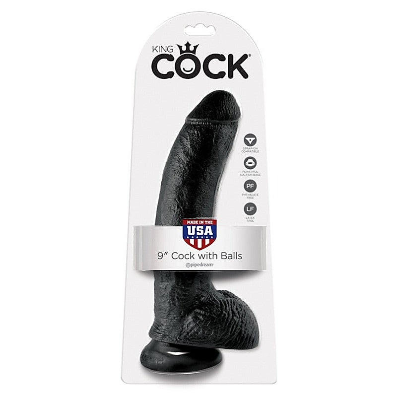 King Cock 9 Inch Suction Cup Realistic Dong with Balls - Realistic Dildos