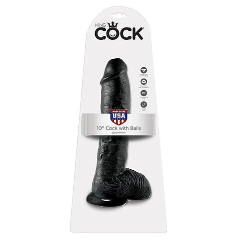 King Cock 10 Inch Suction Cup Realistic Cock with Balls - Realistic Dildos