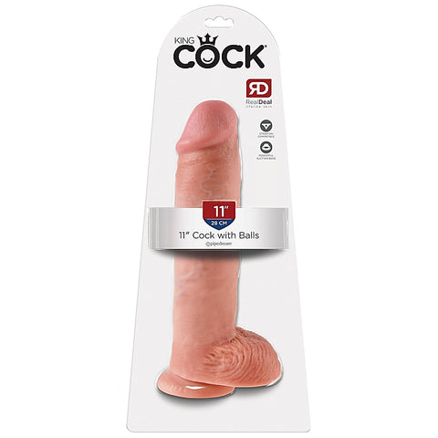 King Cock 11 Inch Suction Cup Realistic Dildo With Balls - Realistic Dildos