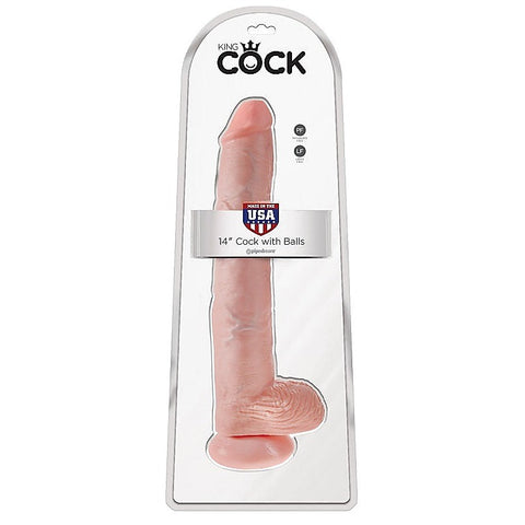 King Cock 14 Inch Realistic Cock with Balls - Realistic Dildos