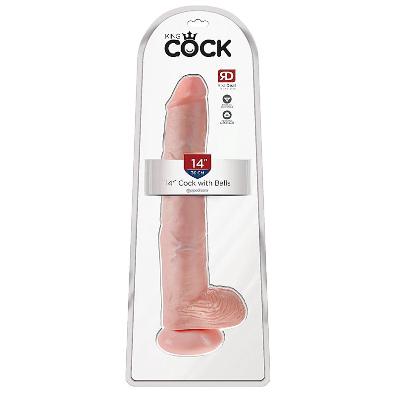 King Cock 14 Inch Realistic Cock with Balls - Realistic Dildos