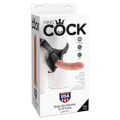 King Cock Strap-On Harness with 8 Inch Realistic Cock - Strap On Sextoys