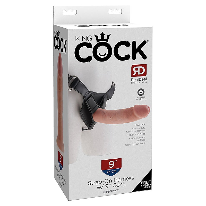 King Cock Strap-On Harness with 9 Inch Realistic Cock - Strap On Sextoys