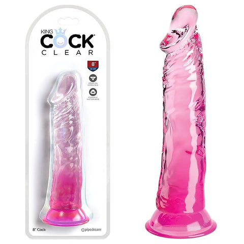King Cock Clear 8 Inch Realistic Pleasure Dildo - Realistic Dildos
