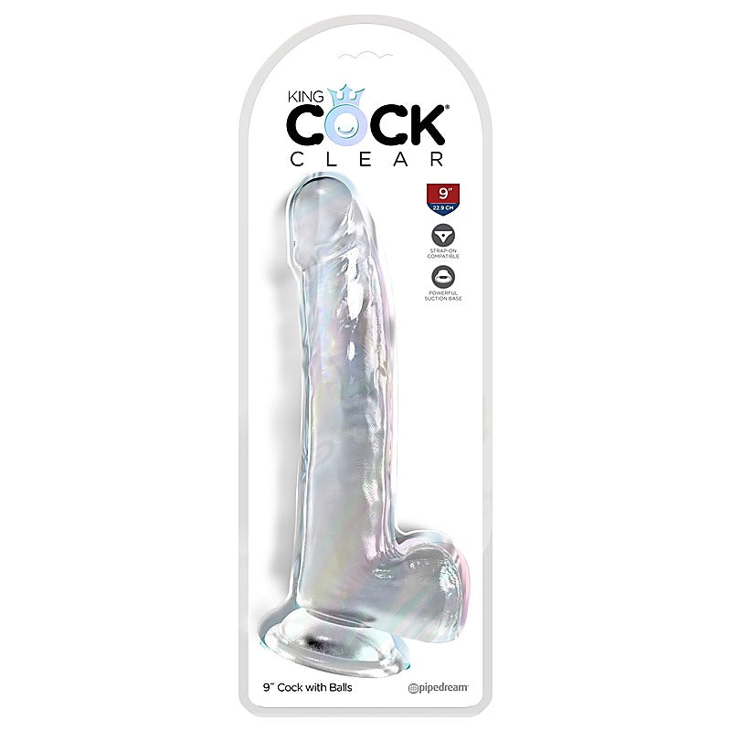 King Cock Clear Suction Cup Base Dildo with Balls - Realistic Dildos