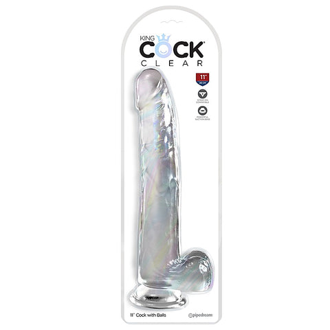 King Cock Clear Suction Cup Base Dildo with Balls - Realistic Dildos
