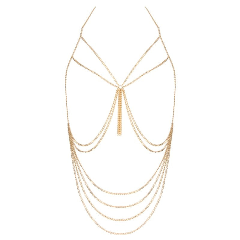 Muse Tassel BDSM Chain Harness O/S Curb Chain Body Jewelry - - Cuffs And Restraints