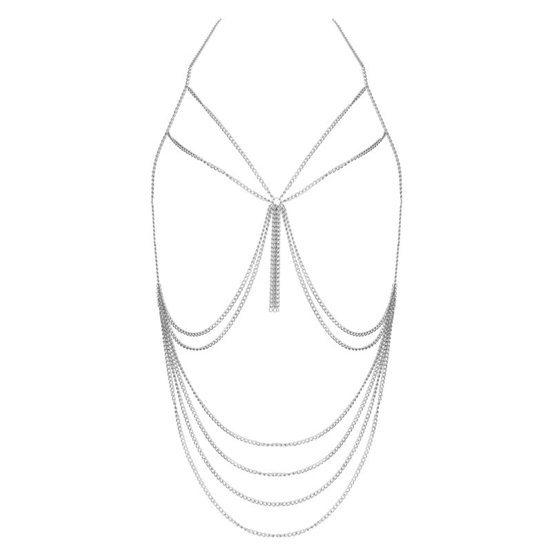 Muse Tassel BDSM Chain Harness O/S Curb Chain Body Jewelry - - Cuffs And Restraints