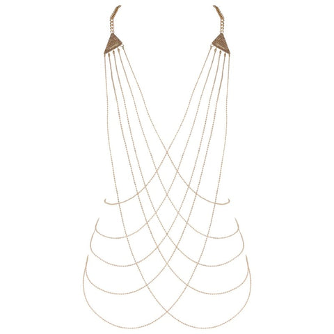 Muse Triangle Fetish Chain Harness Gold Tone Geometric Body Jewelry - Cuffs And Restraints