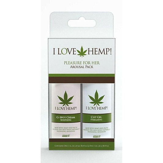 I Love Hemp Pleasure for Her Arousal Pack by Doc Johnson - Delay and Excite Sprays