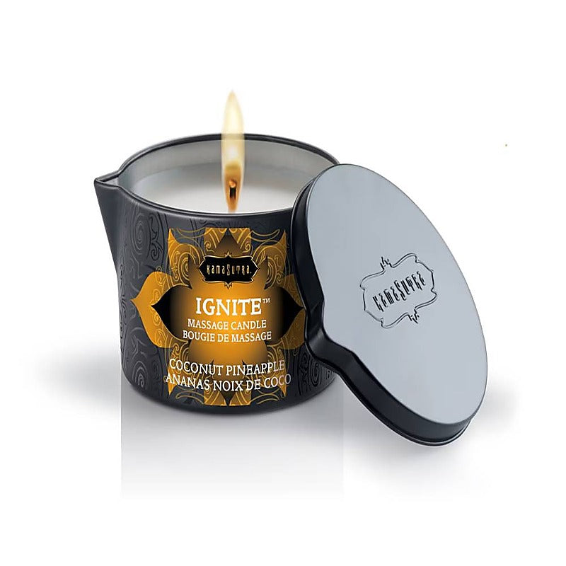 Kama Sutra IGNITE Romantic Massage Candle Burns Into Warm Arousal Oil - Bath and Intimate Fragrances