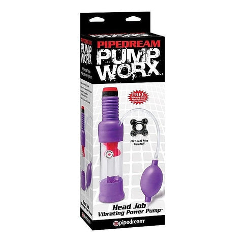 Pump Worx Head Job Vibrating Penis Power Pump with Dual Stimulation - Pumps, Extenders and Sleeves