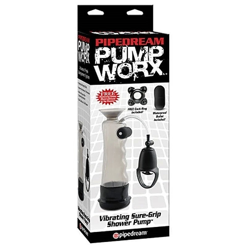 Pump Worx Vibrating Sure Grip Shower Penis Pump - Pumps, Extenders and Sleeves