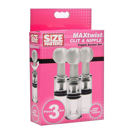 Max Twist Clit and Nipple Triple Sucker Set by XR Brands - Nipple and Clit Clamps