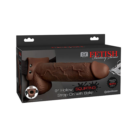 Fetish Fantasy 9 Inch Hollow Squirting Strap-On - Bullet Vibrators