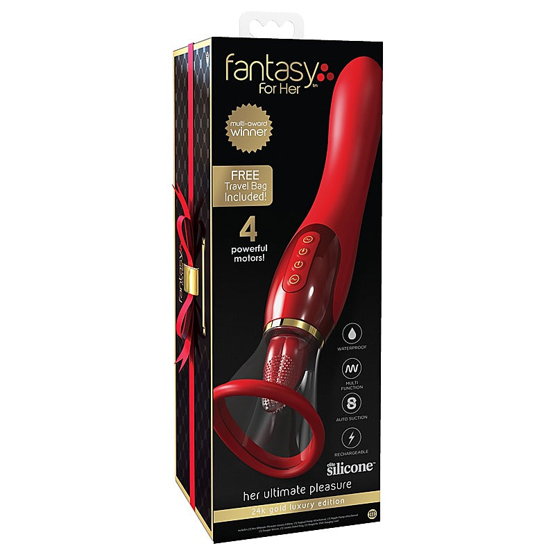 Pipedream Products Fantasy for Her Ultimate Pleasure 24K Gold Edition Vibrator - Clit Ticklers and Pulsators