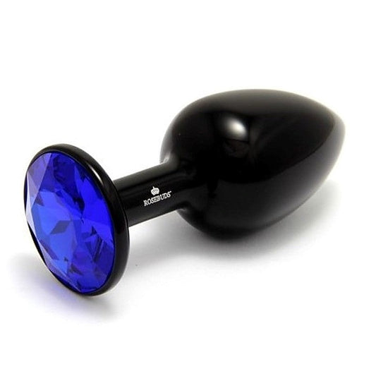 Black Aluminium Medium Blue Plug by Rosebuds Jewelry - Luxury Sex Toys