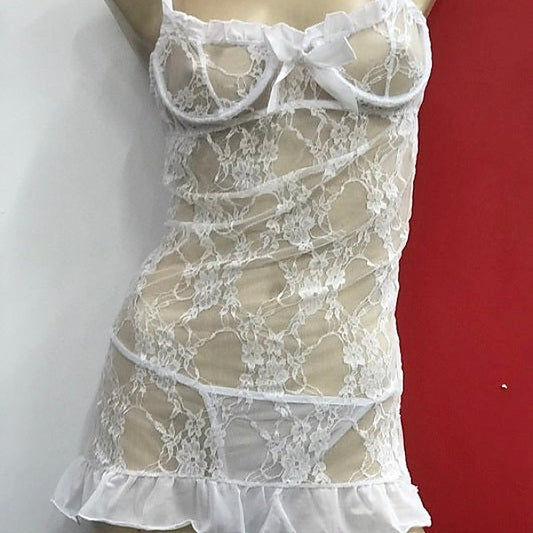 White Bow Babydoll with G-String by Ella Bidoe - Babydolls and Chemises