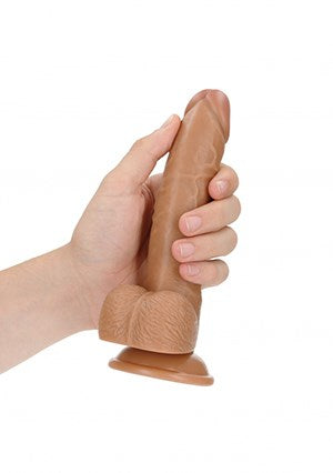 Shots Toys REALROCK Curved Dildo Lifelike Sensations and Textured Surface - Tan - Realistic Dildos
