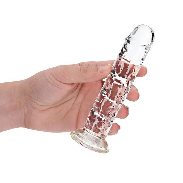 Shots Toys REALROCK 15.5 cm Straight Dildo Crystal Clear TPE - Clear - Non-Realistic Dildos