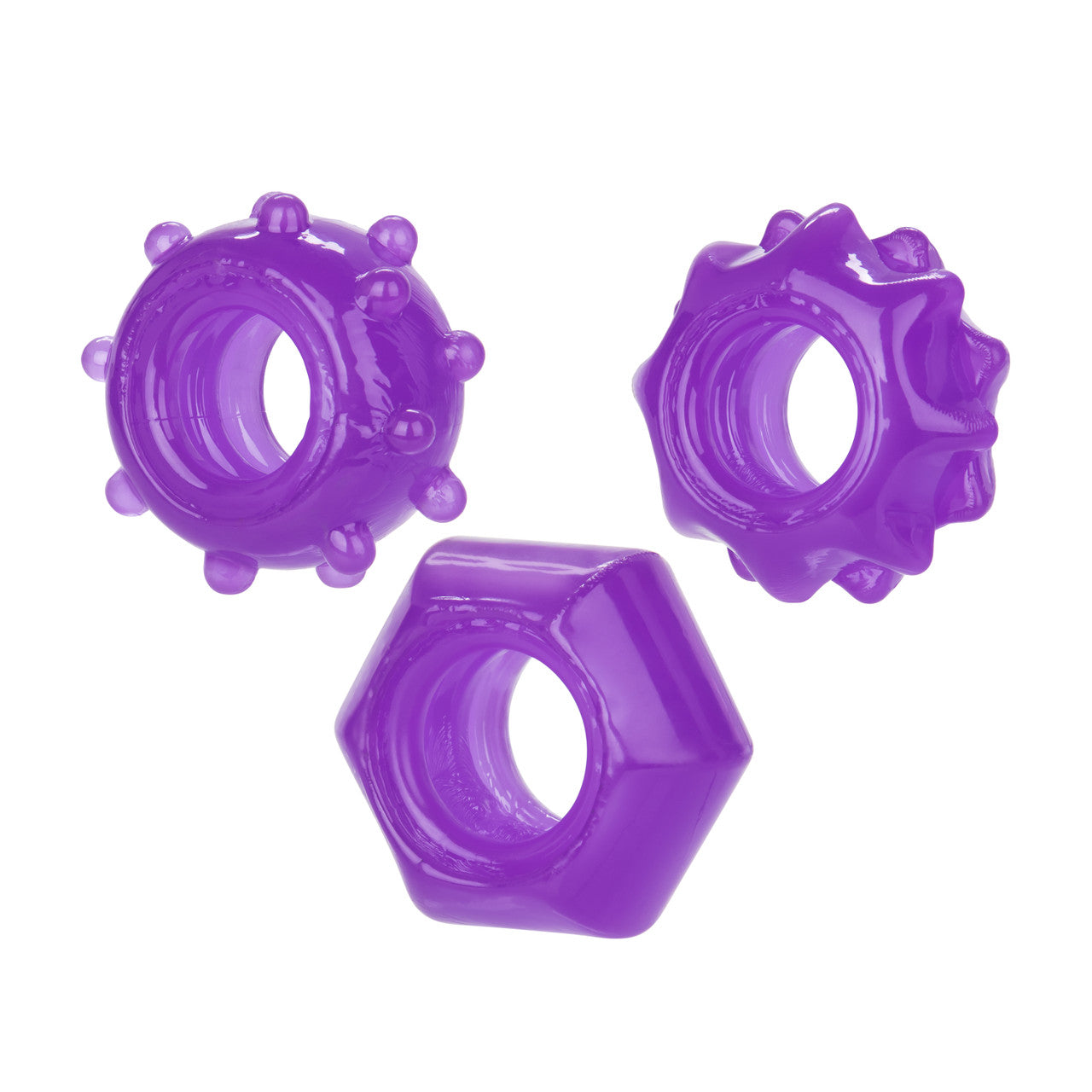 California Exotics Reversible Mens Cock Ring Set - Purple - Cock Ring Sets