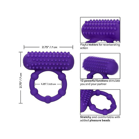 Silicone 12 Functions Rechargeable 5 Bead Maximus Cock Ring - Vibrating Cock Rings