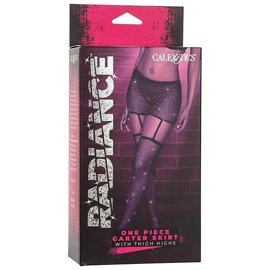 Radiance One Piece Garter Skirt With Thigh Highs - Fishnet and Thigh Highs