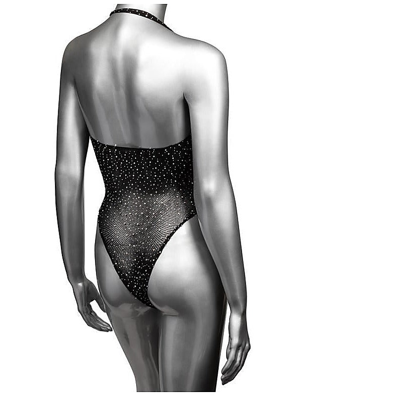 Radiance Deep V Rhinestone Mesh Bodysuit - Teddies and Bodysuits