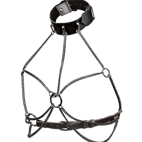 Euphoria Collection Multi Chain Fetish Collar Harness - Collars and Leads