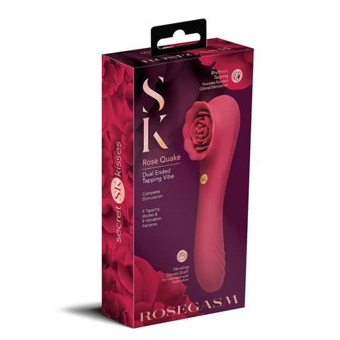 Xgen Secret Kisses Rosegasm Rose Quake Rechargeable Tapping Vibrator - Clit Ticklers and Pulsators