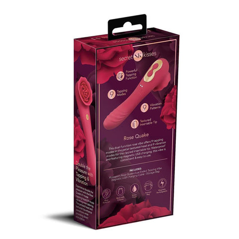 Xgen Secret Kisses Rosegasm Rose Quake Rechargeable Tapping Vibrator - Clit Ticklers and Pulsators