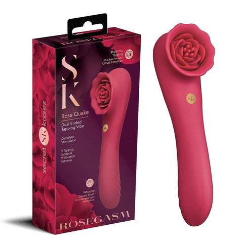 Xgen Secret Kisses Rosegasm Rose Quake Rechargeable Tapping Vibrator - Clit Ticklers and Pulsators