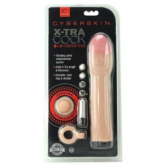 EXTRA Cock Cyberskin 3-in-1 Vibrating by Topco - Pumps, Extenders and Sleeves