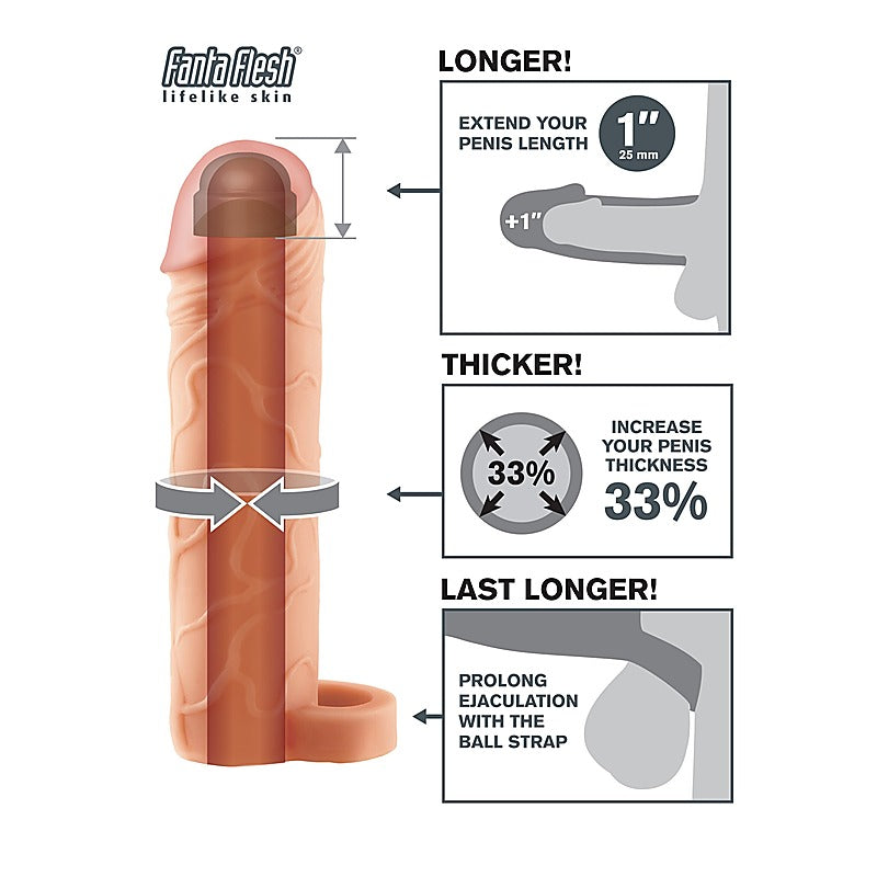 Fantasy X-Tensions Perfect Extension With Ball Strap - Penis Sleeves and Extenders
