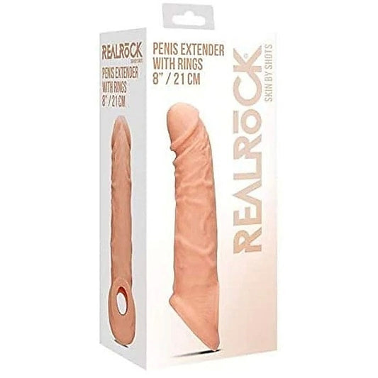 RealRock 8 Inch Penis Extender with Rings by Shots Toys - Pumps, Extenders and Sleeves