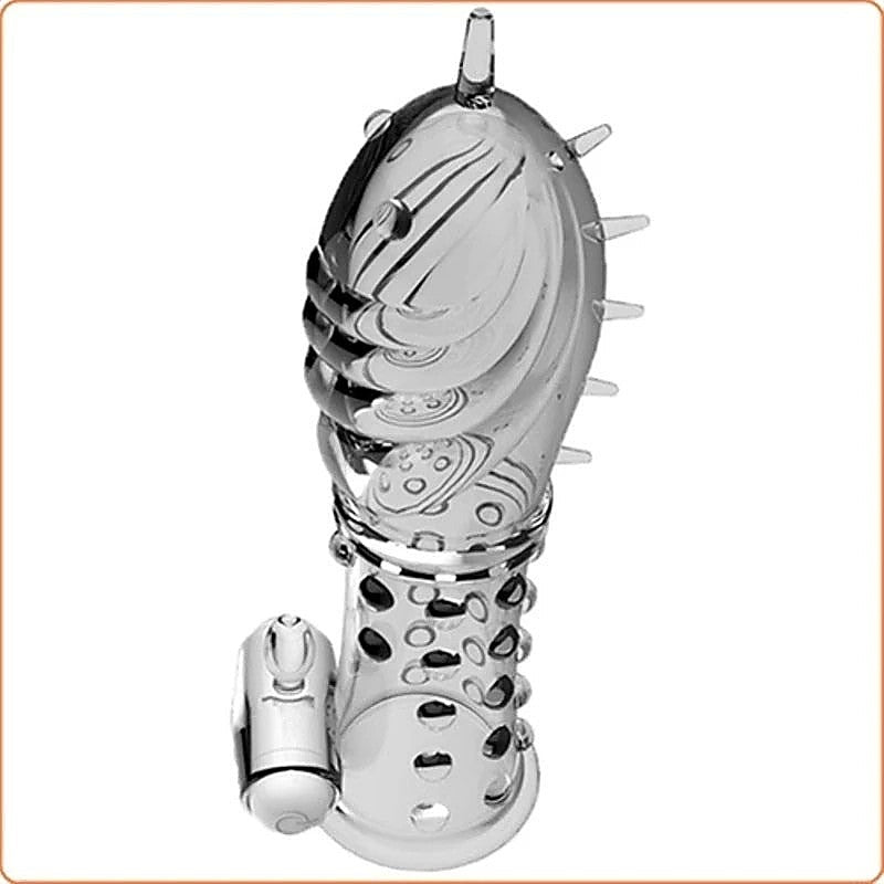 BDStyle Sensual Bliss Vibrating Crystal Penis Sleeve with Battery Power - Pumps, Extenders and Sleeves
