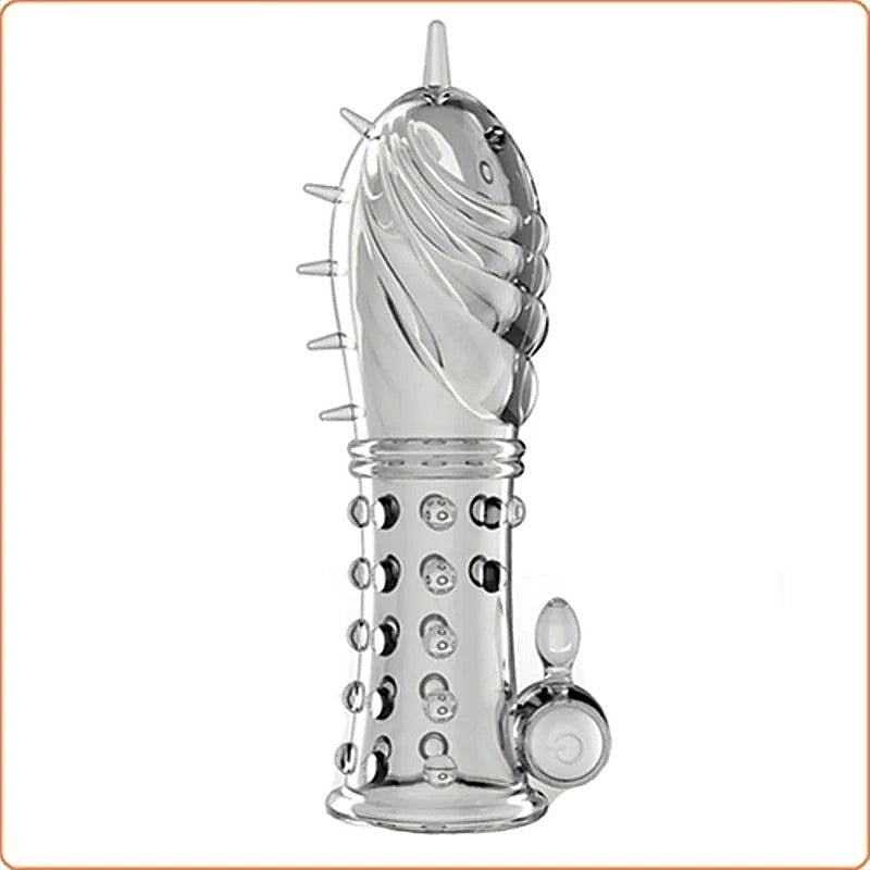 BDStyle Sensual Bliss Vibrating Crystal Penis Sleeve with Battery Power - Pumps, Extenders and Sleeves