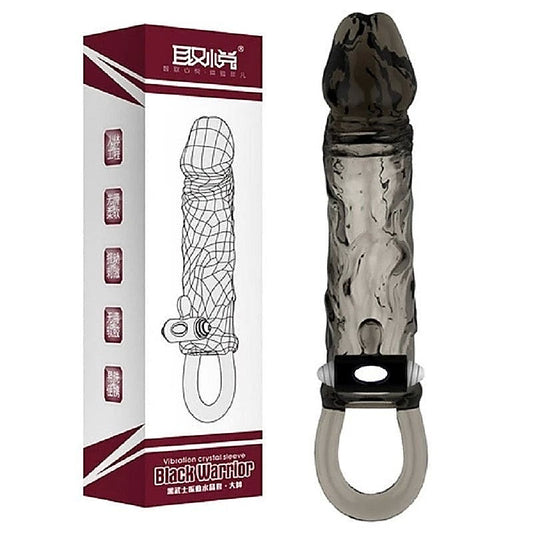Black Warrior Thick Head Vibrating Penis Sleeve by BDStyle - Pumps, Extenders and Sleeves
