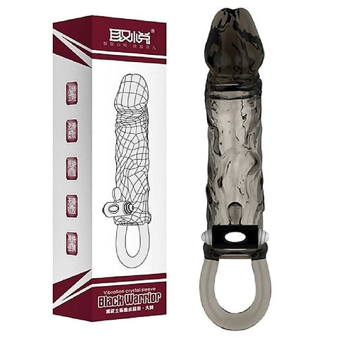 Black Warrior Thick Head Vibrating Penis Sleeve by BDStyle - Pumps, Extenders and Sleeves