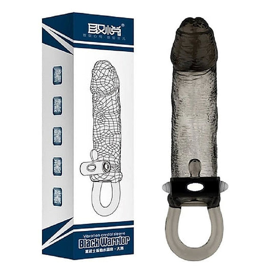 Black Warrior Uncut Vibrating Penis Sleeve by BDStyle - Pumps, Extenders and Sleeves
