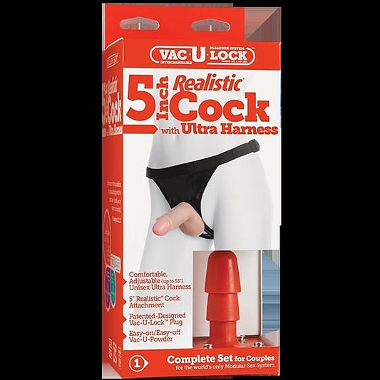 Vac-U-Lock 5 Realistic Cock Flesh with Strap-On - Strap On Sextoys