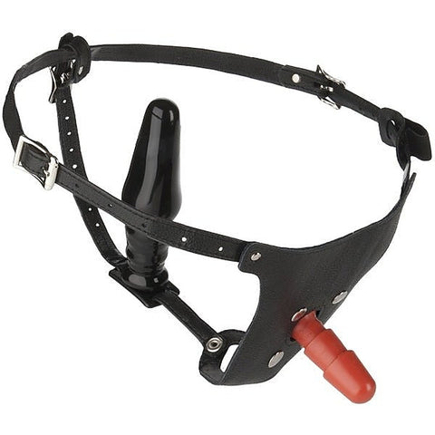 Vac-U-Lock Leather Strap-On for Men by Doc Johnson - Strap On Sextoys