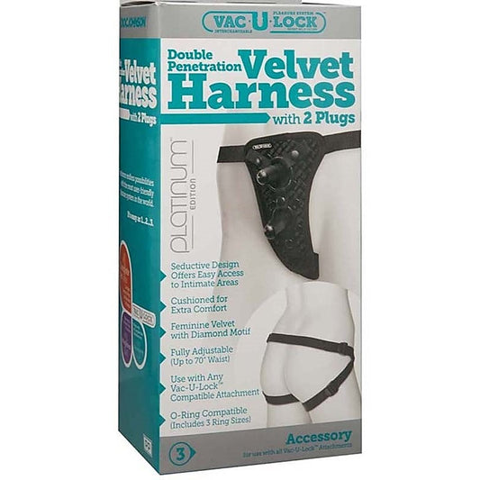 Vac-U-Lock Double Penetration Velvet Harness - Strap On Sextoys