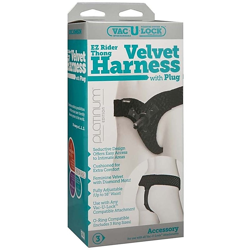 EZ Rider Thong Velvet Harness by Doc Johnson - Strap On Sextoys