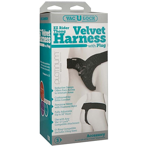 EZ Rider Thong Velvet Harness by Doc Johnson - Strap On Sextoys