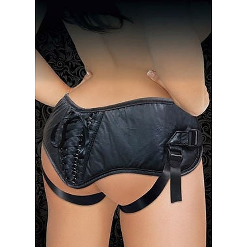Plus Size Black PVC Corsette Strap-On by Sportsheets - Strap On Sextoys