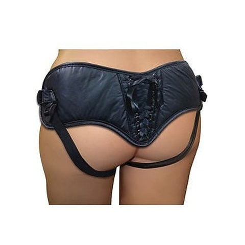 Plus Size Black PVC Corsette Strap-On by Sportsheets - Strap On Sextoys