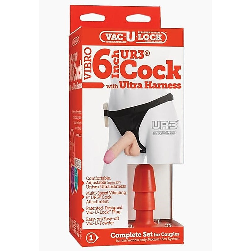 Vac-U-Lock Vibrating 6" UR3 Cock by Doc Johnson - Strap On Sextoys
