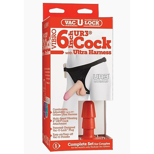 Vac-U-Lock Vibrating 6" UR3 Cock by Doc Johnson - Strap On Sextoys