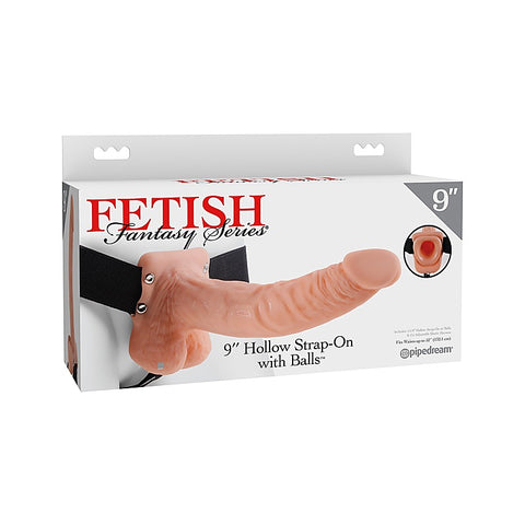 Fetish Fantasy 9 Inch Hollow Strap-On Dildo With Balls - Strap On Sextoys